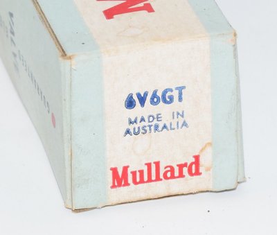6V6GT Mullard Australia Long Glass Valve / Tube
