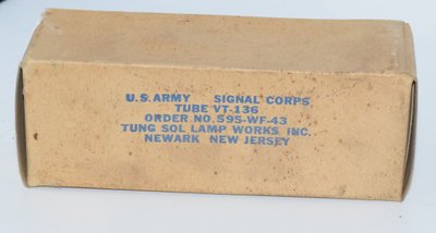 VT-136 / 1625 Tungsol USA 1943 NOS Valve / Tube AVO tested