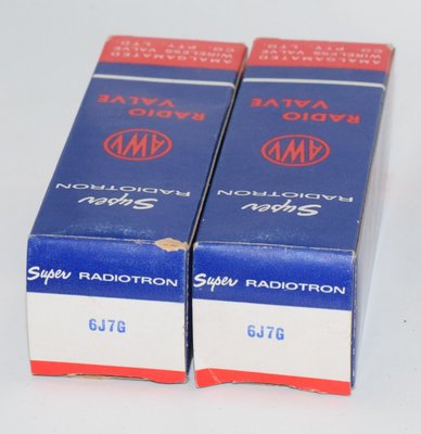 6J7G Super Radiotron AWV Australia NOS Matched Pair