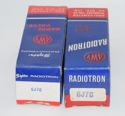 6J7G Super Radiotron AWV Australia NOS Matched Pair