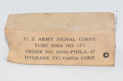 7F7 Sylvania 1942 US ARMY NOS Valve / Tube