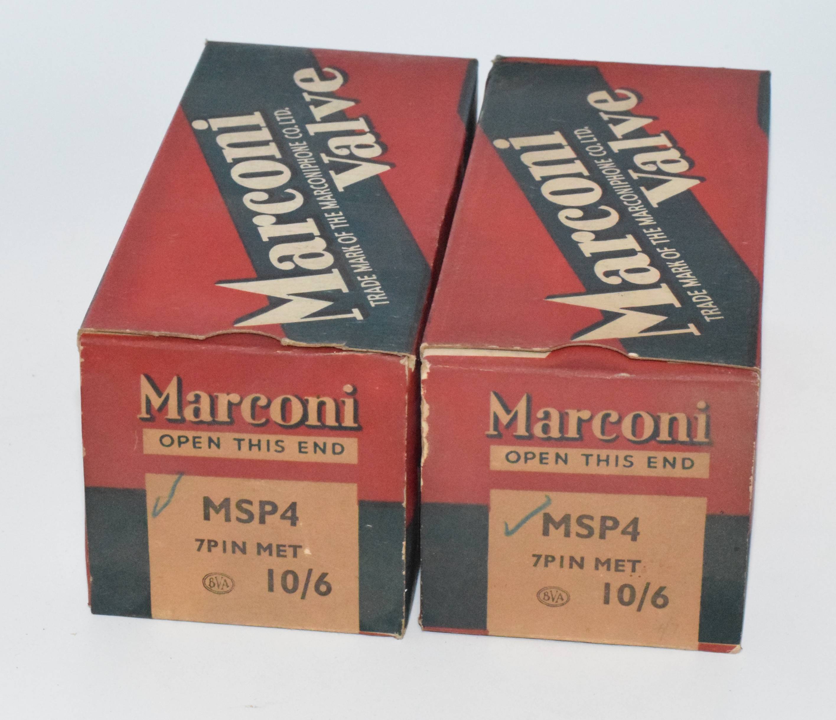 MSP4 Marconi / MO Valve Co / GEC NOS Pair England Valve / Tubes