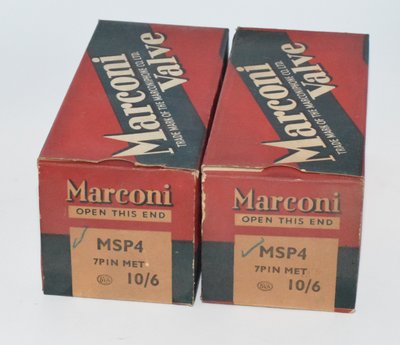 MSP4 Marconi / MO Valve Co / GEC NOS Pair England Valve / Tubes