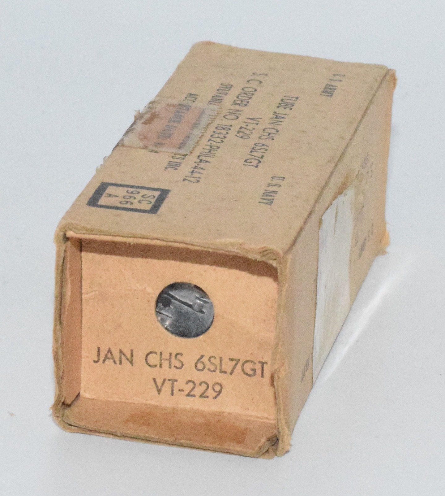 6SL7GT / VT-229 Raytheon JAN-USA 1944 NOS *Cylinder plates, bottom getter* Valve / Tube