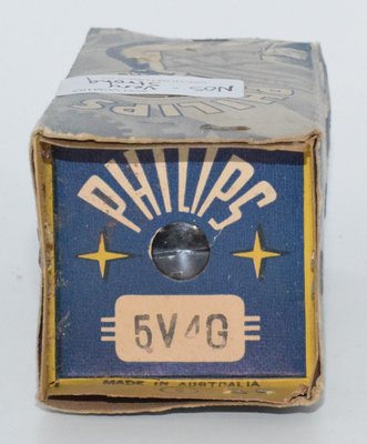 5V4G / GZ32 Philips Miniwatt Australia NOS *Original vintage box* Valve / Tube